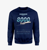 Thumbnail for Bombardier Global 8000 design on navy blue sweatshirt