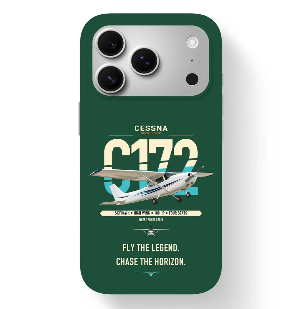 Cessna 172 Skyhawk design on dark green magsafe iphone case, for iPhone 17 Pro