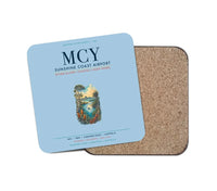 Thumbnail for Sunshine Coast Airport (MCY) design on light blue 1 piece coaster