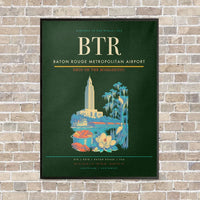 Thumbnail for Baton Rouge Metropolitan Airport BTR - Canvas Framed - Dark Green