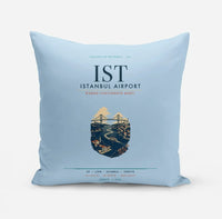 Thumbnail for Istanbul Airport (IST) design on light blue pillow