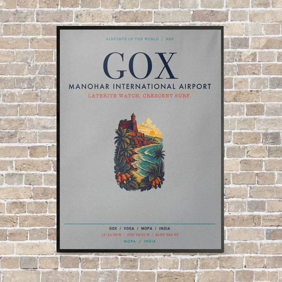Manohar International Airport Mopa GOX vertical canvas print - framed - light gray background