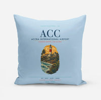 Thumbnail for Accra International Airport (ACC) design on light blue pillow
