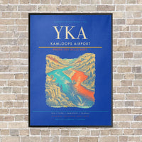 Thumbnail for Kamloops Airport YKA vertical canvas print - framed - blue background