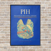 Thumbnail for Pocatello Regional Airport PIH vertical canvas print - framed - blue background