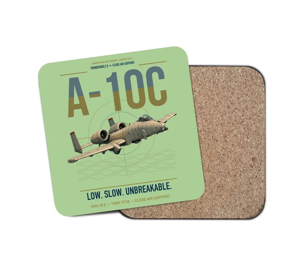 A-10C Thunderbolt II design on light green 1 piece coaster