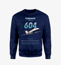 Thumbnail for Bombardier Challenger 604 design on navy blue sweatshirt