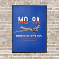 Thumbnail for MQ-9A Reaper vertical canvas print - framed - blue background