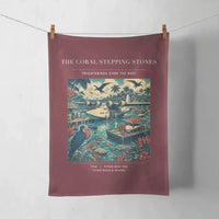 Thumbnail for VINTAGE G4060 - The Coral Stepping Stones - Designed Towels design on darkred