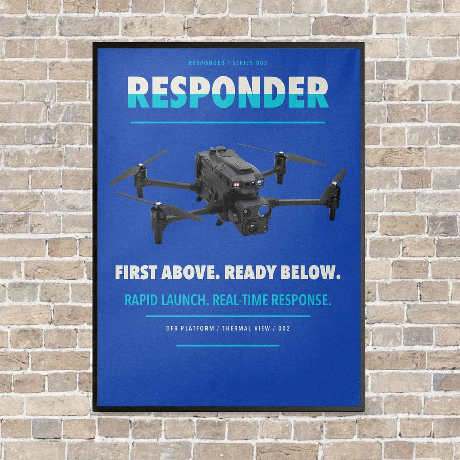 BRINC Responder vertical canvas print - framed - blue background