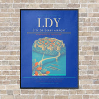 Thumbnail for City of Derry Airport LDY vertical canvas print - framed - blue background