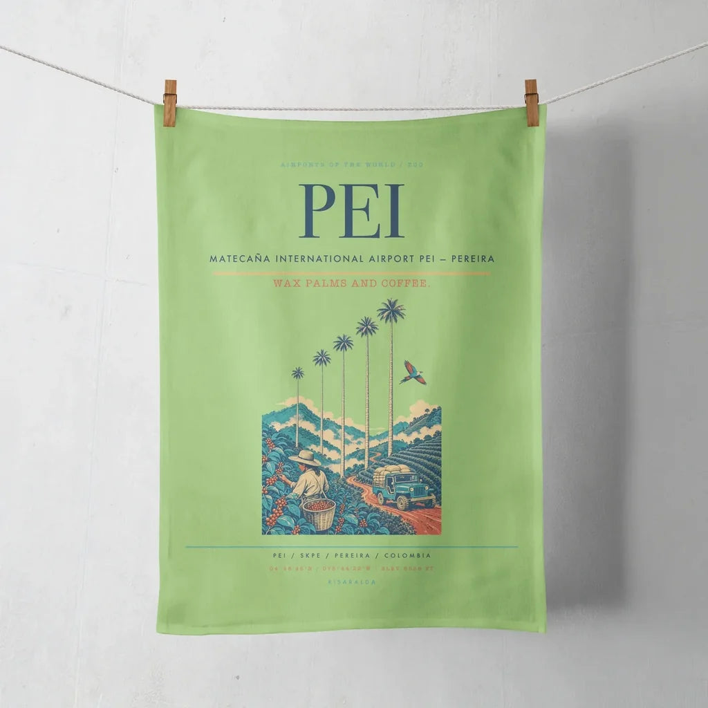 Matecaña International Airport (PEI) design on light green towel