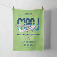Thumbnail for Cessna 180J Skywagon design on light green towel