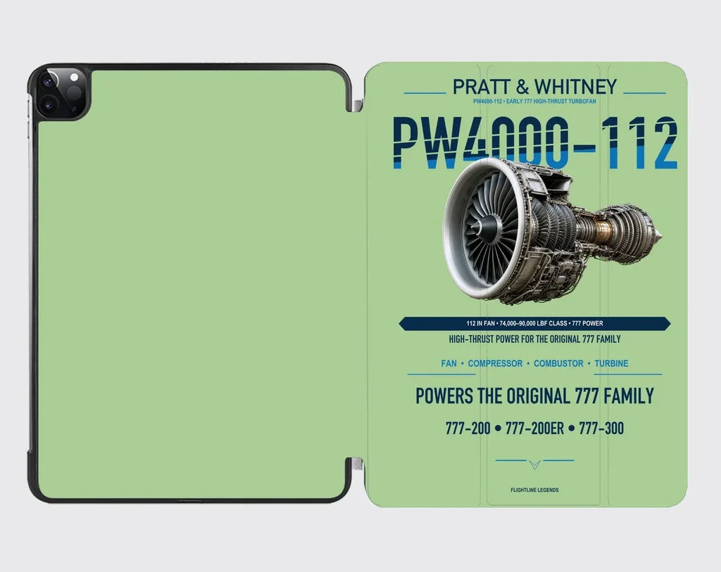 PW4000-112 design on light green ipad tablet case