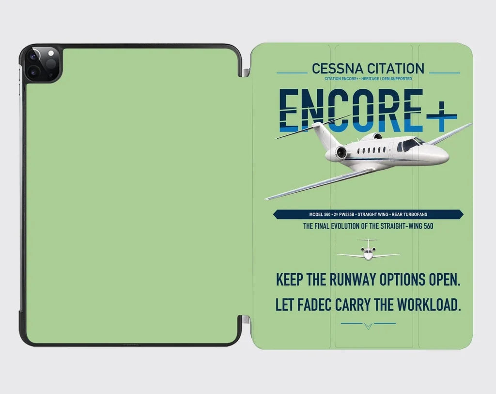 Cessna Citation Encore+ design on light green ipad tablet case