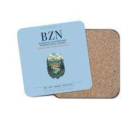 Thumbnail for Bozeman Yellowstone International Airport (BZN) design on light blue 1 piece coaster