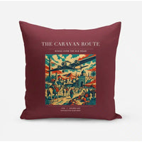 Thumbnail for VINTAGE G4040 - The Caravan Route - Designed Pillows design on darkred