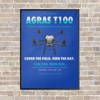 Thumbnail for DJI Agras T100 vertical canvas print - framed - blue background