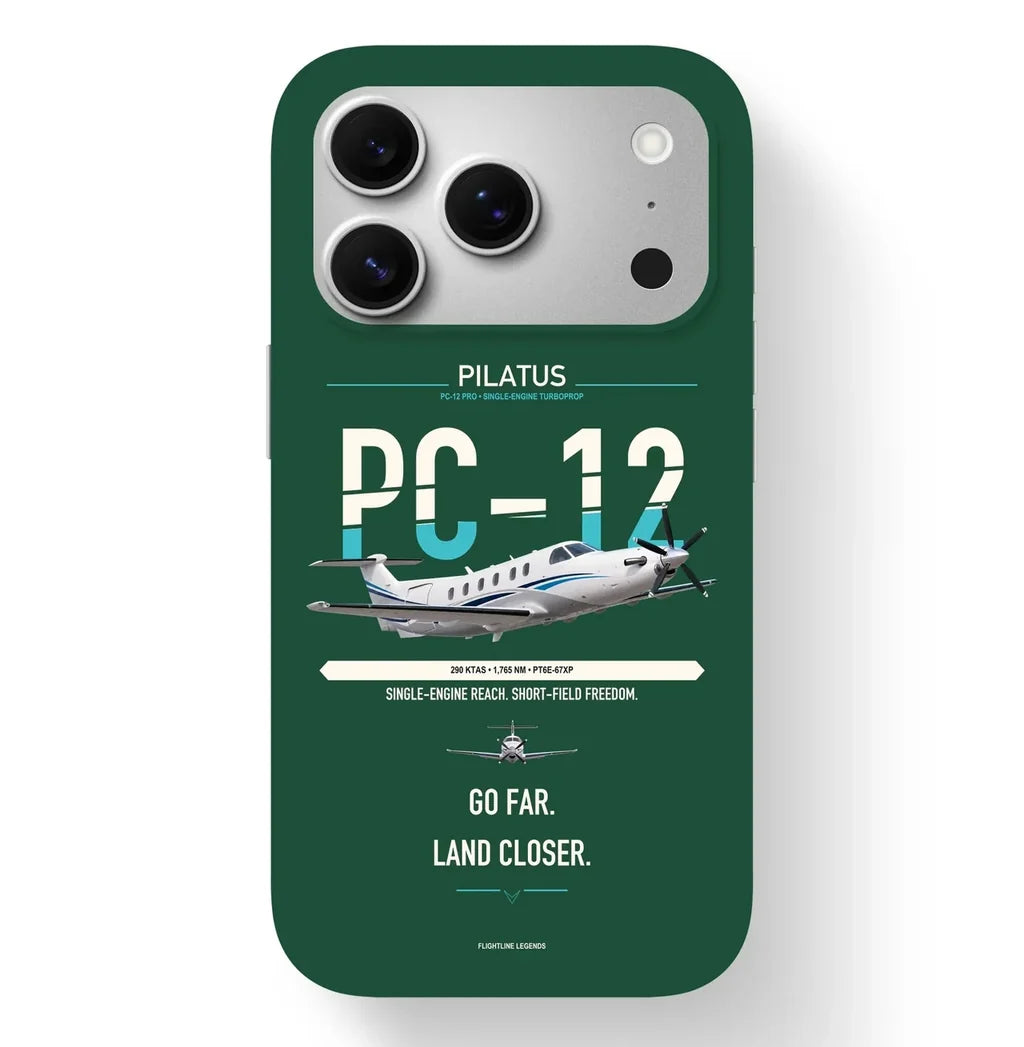 PC-12 PRO Case design on dark green iphone case