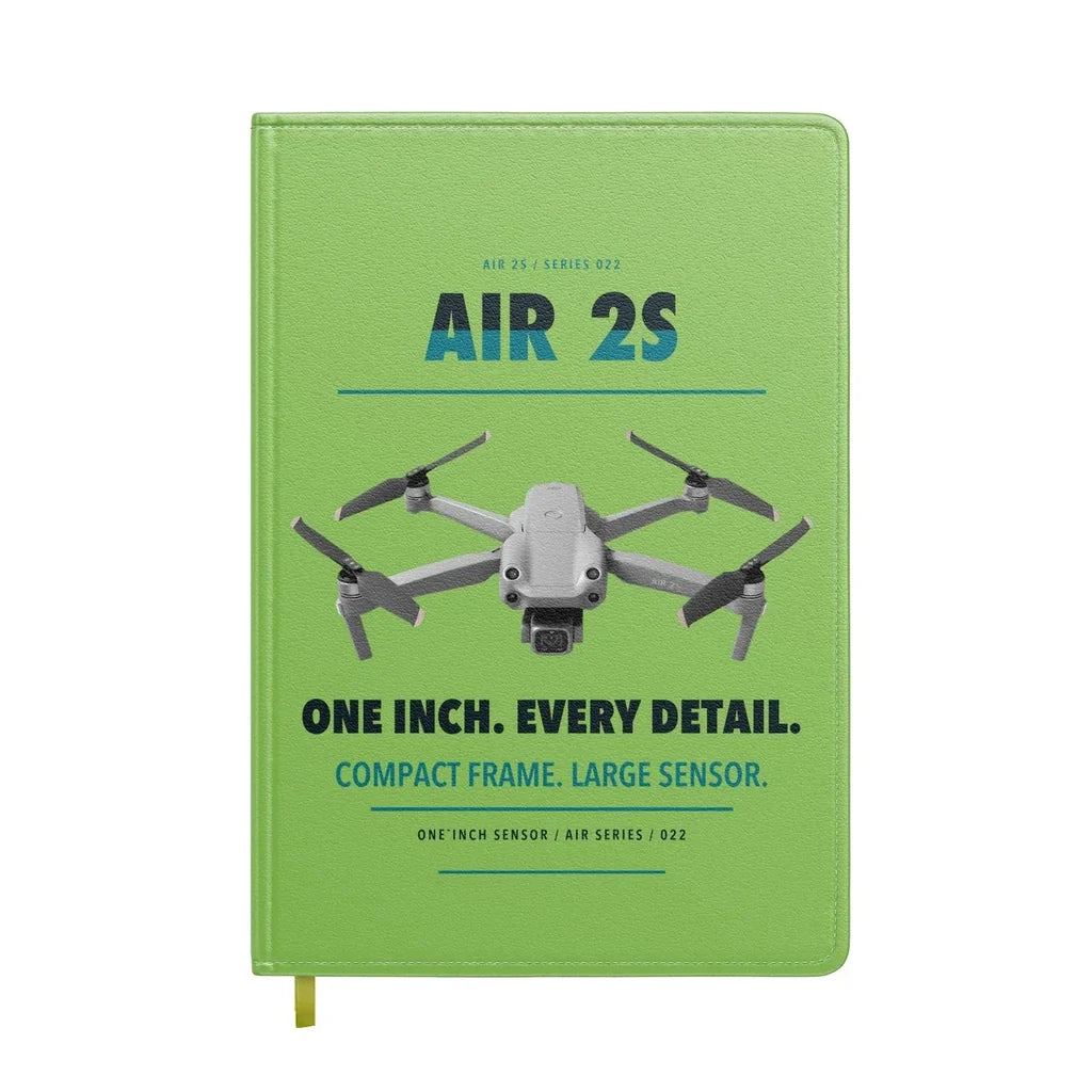DJI Air 2S design on light green notebook