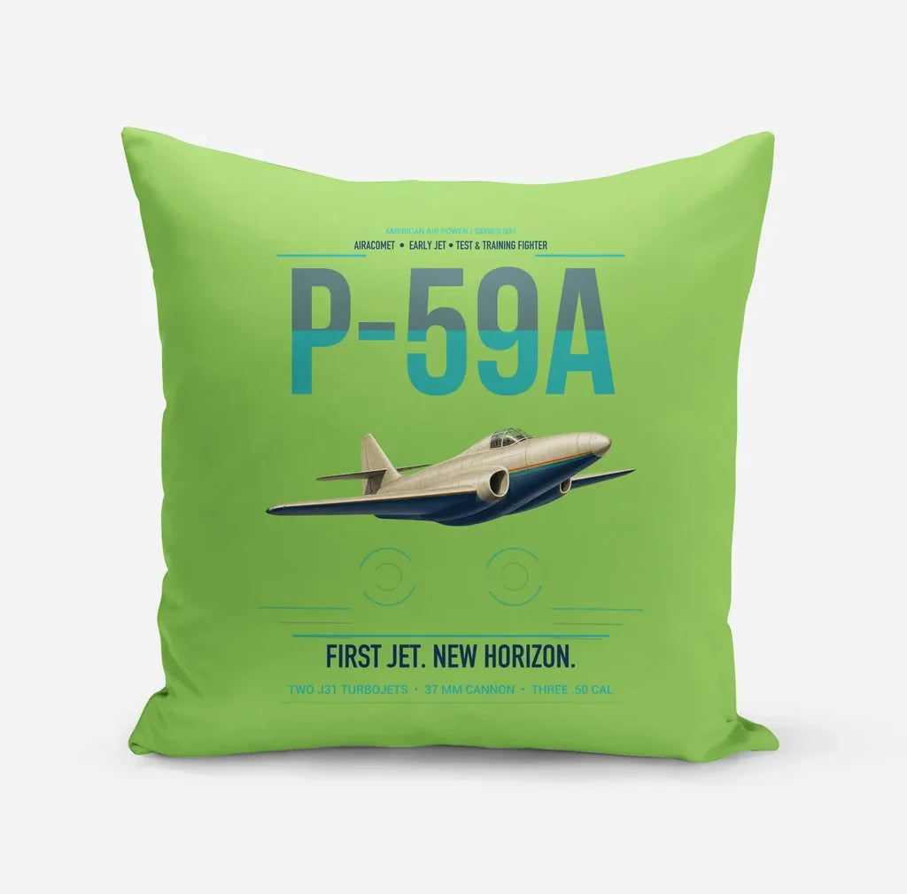 P-59A Airacomet design on light green pillow