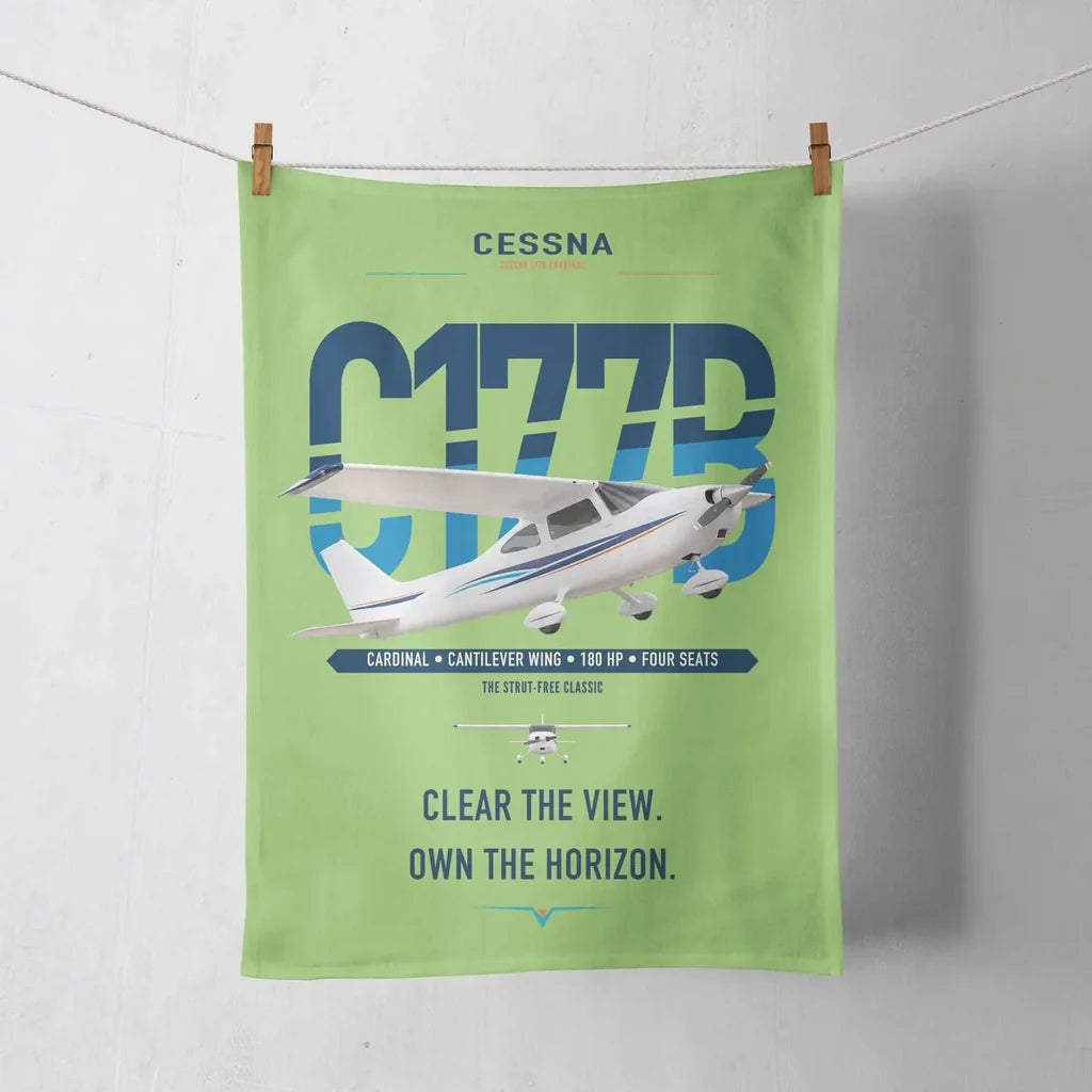 Cessna 177B Cardinal design on light green towel