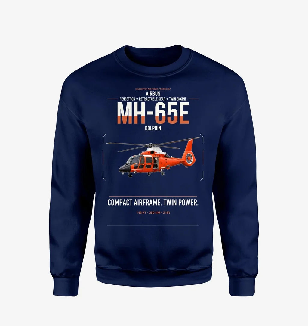 Airbus MH-65E Dolphin design on navy blue sweatshirt