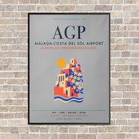 Thumbnail for Malaga-Costa del Sol Airport AGP vertical canvas print - framed - light gray background