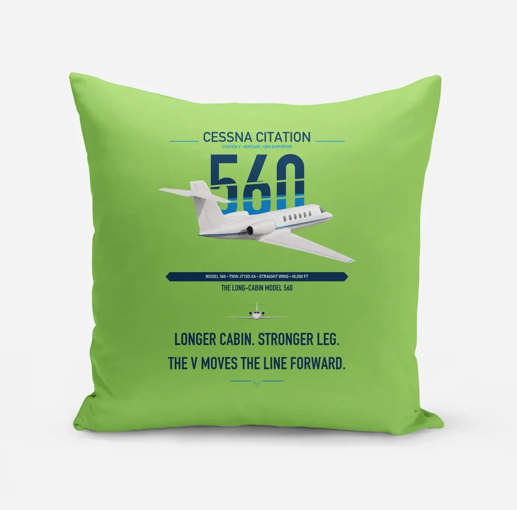 Cessna Citation 560 - Citation V design on light green pillow