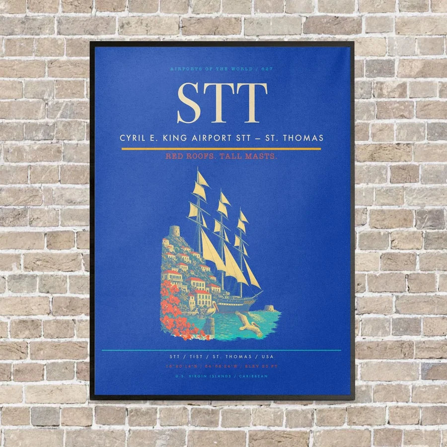 Cyril E. King Airport STT — St. Thomas vertical canvas print - framed - blue background