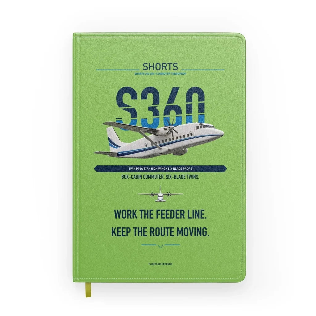 Shorts 360-300 design on light green notebook