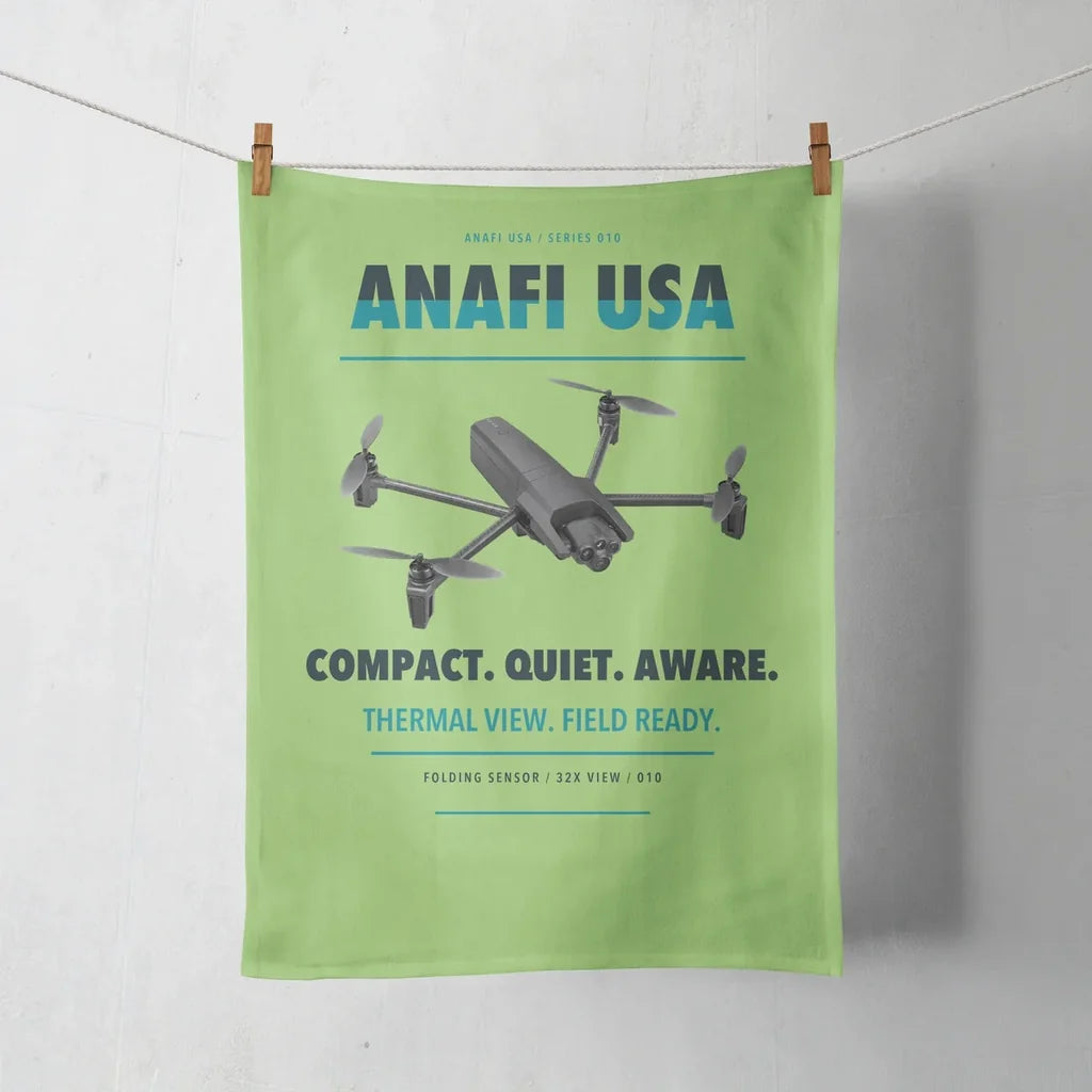 Parrot ANAFI USA design on light green towel