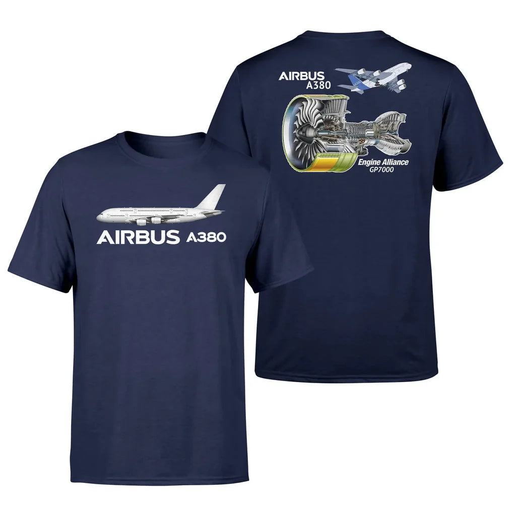 Airbus A380 & GP700 Engine Designed Double-Side aviation t-shirt