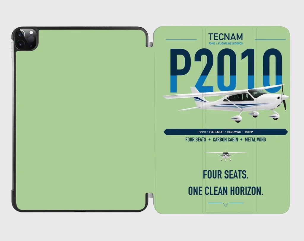 Tecnam P2010 design on light green ipad tablet case