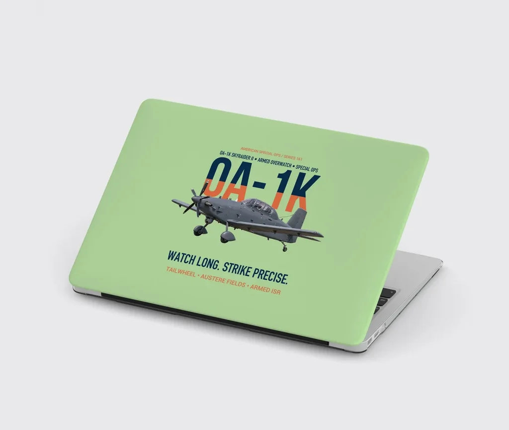 OA-1K Skyraider II Armed Overwatch design on light green MacBook case
