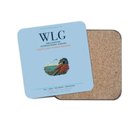 Thumbnail for Wellington International Airport (WLG) design on light blue 1 piece coaster