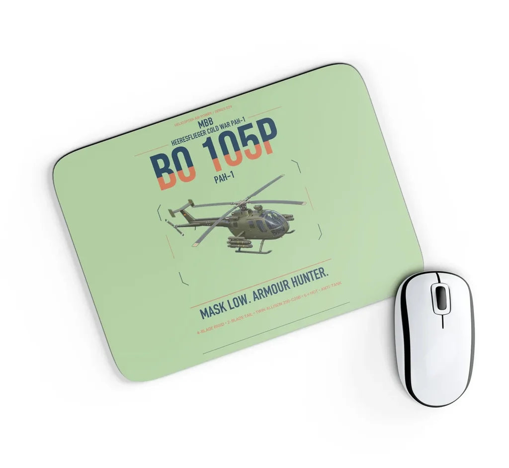 MBB BO 105P PAH-1 design on light green rectangle mouse pad