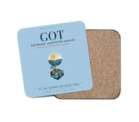 Thumbnail for Göteborg Landvetter Airport (GOT) design on light blue 1 piece coaster