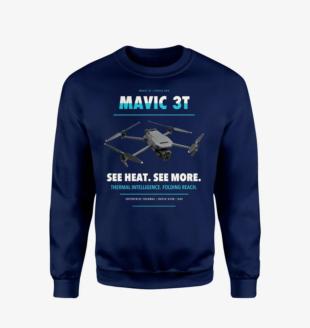 DJI Mavic 3 Thermal design on navy blue sweatshirt