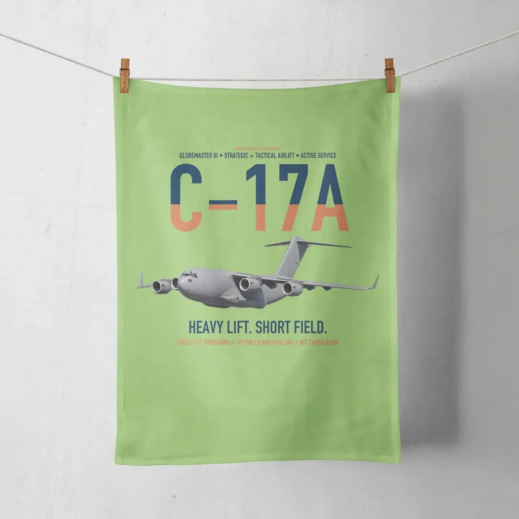 C-17A Globemaster III design on light green towel
