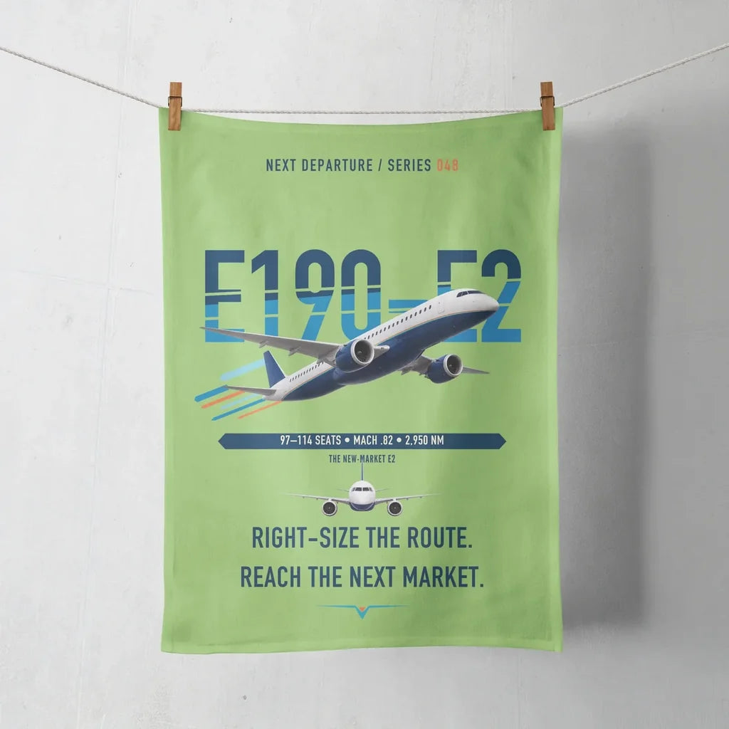 Embraer E190-E2 design on light green towel