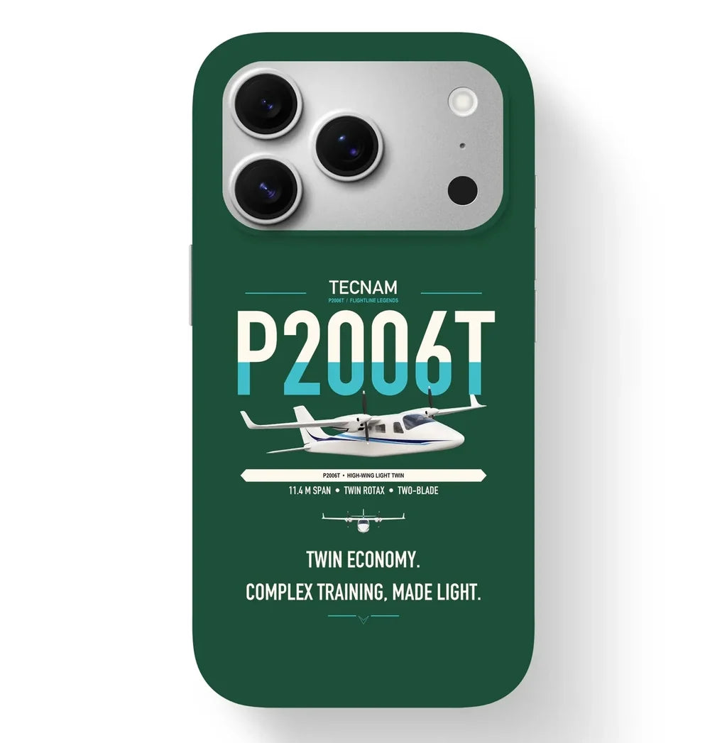 Tecnam P2006T design on dark green magsafe iphone case, for iPhone 17 Pro