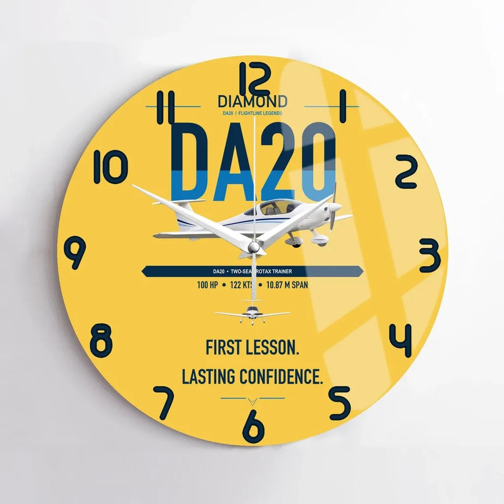 Diamond DA20 design on yellow no frame wall clock