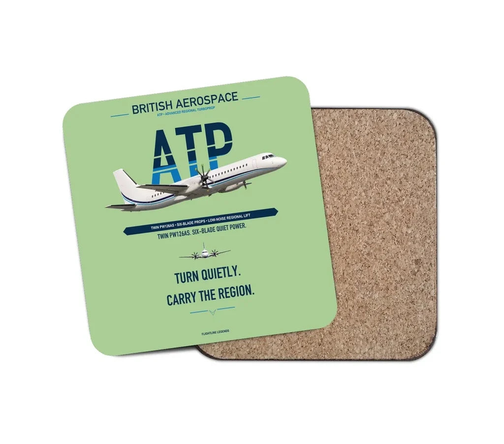 British Aerospace ATP design on light green 1 piece coaster