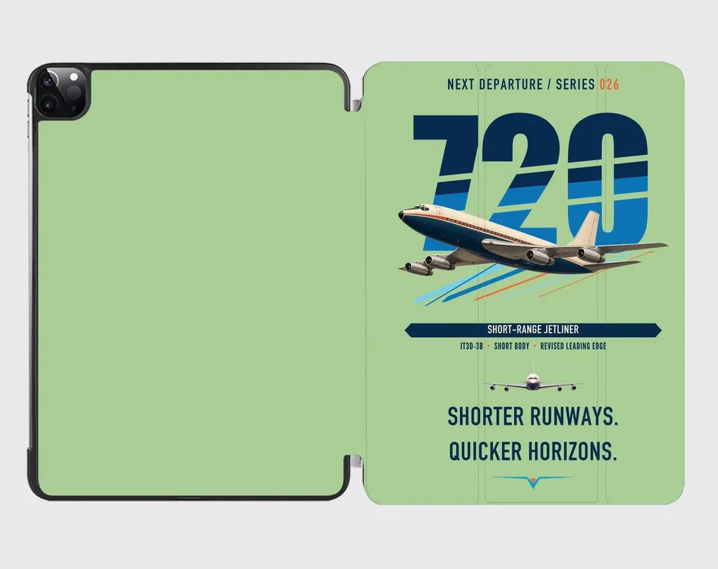 Boeing 720B design on light green ipad tablet case