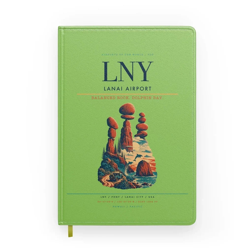 Lanai Airport (LNY) design on light green notebook