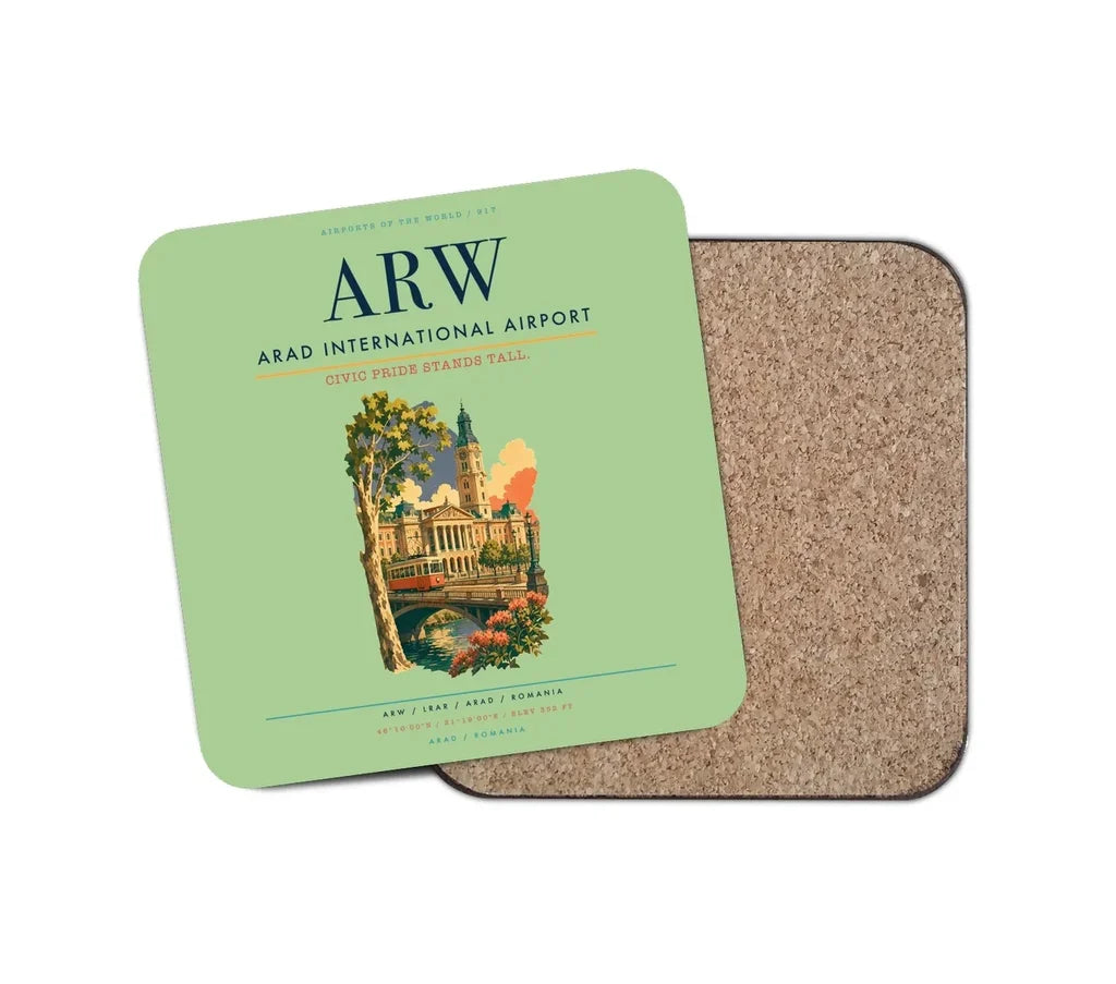 Arad International Airport (ARW) design on light green 1 piece coaster