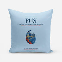 Thumbnail for Gimhae International Airport Busan (PUS) design on light blue pillow