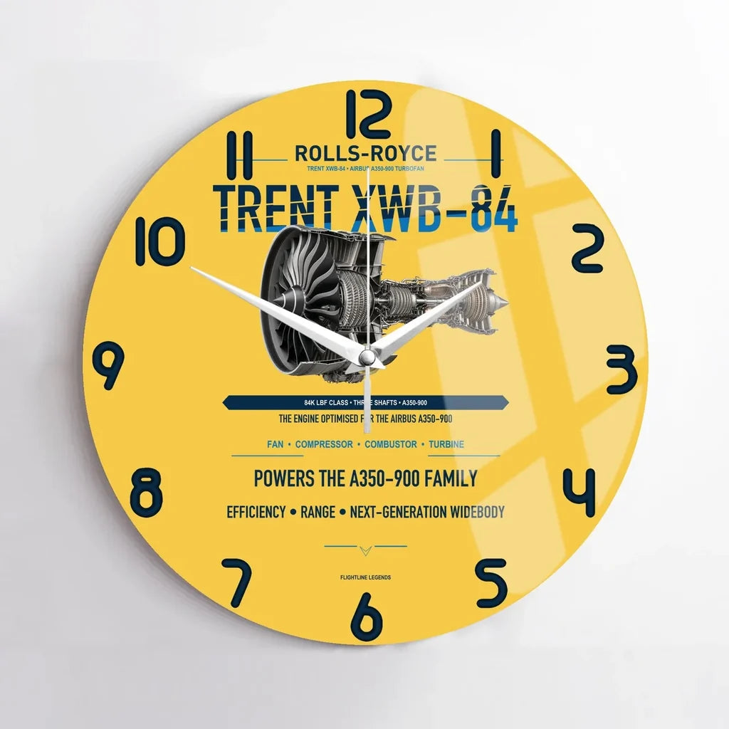 TRENT XWB-84 design on yellow no frame wall clock