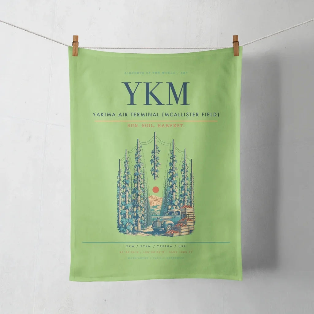 Yakima Air Terminal (McAllister Field) (YKM) design on light green towel